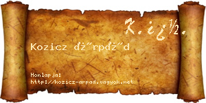 Kozicz Árpád névjegykártya