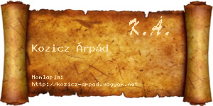 Kozicz Árpád névjegykártya
