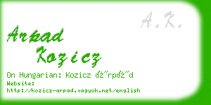 arpad kozicz business card
